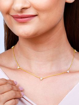 GIVA - Sterling Silver Golden Centre of Attention Ariangle Necklace for Womens and Girls