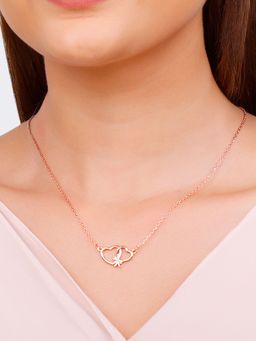 GIVA - Sterling Silver Rose Gold Interlinked Hearts Necklace for Womens and Girls
