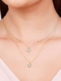 GIVA - Sterling Silver Golden Zircon Studded Evil Eye Necklace for Womens and Girls