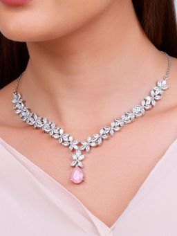 GIVA - Sterling Silver Zicon Studded Mystical Drop Necklace for Womens and Girls