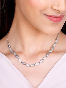GIVA - Sterling Silver Zircon Studded Wavelet Necklace for Womens and Girls