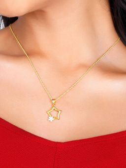GIVA - Sterling Silver Golden Be My Star Pendant With Link Chain for Womens and Girls