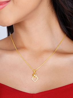 GIVA - Sterling Silver Golden Cubic Circle Pendant With Link Chain for Womens and Girls