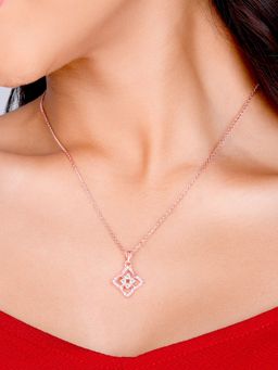 GIVA - Sterling Silver Rose Gold Double Rosette Pendant With Link Chain for Womens and Girls