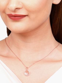 GIVA - Sterling Silver Rose Gold One World One Love Pendant With Chain for Womens and Girls