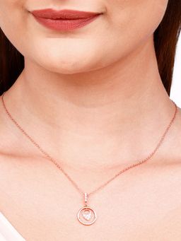GIVA - Sterling Silver Rosegold In The Circle of Love Pendant With Chain for Womens and Girls