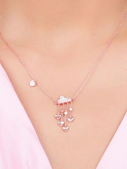 GIVA - Sterling Silver Rose Gold Cloud of Love Necklace With Link Chain for Womens and Girls