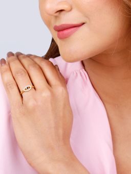 GIVA - Sterling Silver Golden Evil Eye Saviour Ring for Womens and Girls
