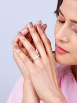 GIVA - Sterling Silver Zircon Studded Bling Ring for Womens and Girls