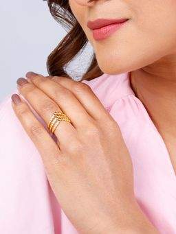 GIVA - Sterling Silver Golden Beads Triple Tiara Ring for Womens and Girls