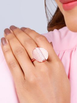 GIVA - Sterling Silver Rose Gold Sparkly Mesh Ring for Womens and Girls