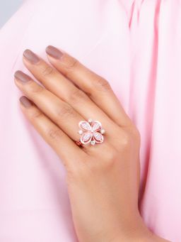 GIVA - Sterling Silver Rose Gold Zircon Villosa Ring for Womens and Girls