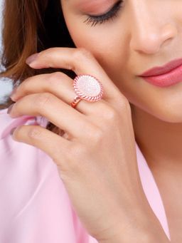 GIVA - Sterling Silver Rose Gold Filigree Round Ring for Womens and Girls