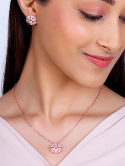 GIVA - Sterling Silver Rose Gold Vinca Necklace and Earring Set for Womens and Girls