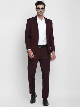 Turtle - Men Pure Cotton Solid Regular Maroon Suits (Set of 2)