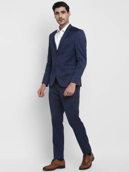 Turtle - Men Pure Cotton Solid Regular Blue Suits (Set of 2)