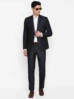 Turtle - Men Terry Rayon Dobby Solid Black Two Piece Suits (Set of 2)