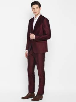 Turtle - Men Terry Rayon Solid Regular Fit Maroon Suits (Set of 2)