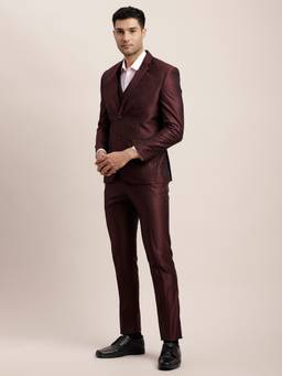 Turtle - Men Poly Viscose Solid Regular Brown Suits (Set of 3)