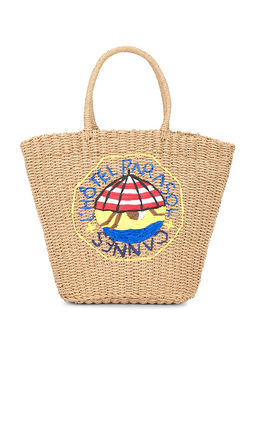 Damson Madder - Straw Market Bag With L'hotel Embroidery