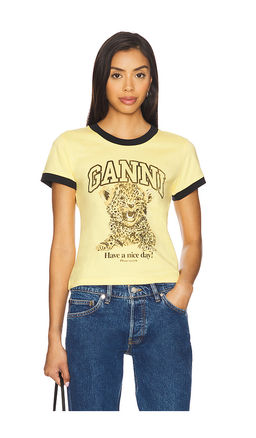 Ganni - X Revolve Basic Jersey Baby Tiger Relaxed T- Shirt