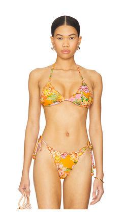PQ - Embroidered Lettuce Edge Triangle Bikini Top