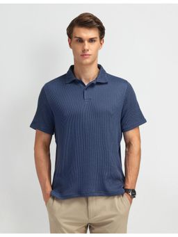 Arrow Newyork - Mens Blue Self Design Polo T-Shirt