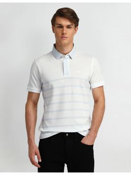 Arrow - Mens White Stripes Polo T-Shirt