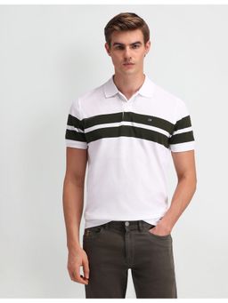 Arrow Sports - Mens White Stripes Polo T-Shirt