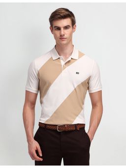 Arrow Sports - Mens Beige Colorblock Polo T-Shirt