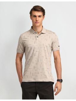 Arrow Sports - Mens Taupe Printed Polo T-Shirt
