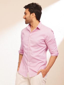 The Bleu Label - Mens Casual Collar Neck Full Sleeves Shirt Pink