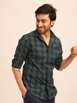 The Bleu Label - Mens Casual Full Sleeves Collar Neck Shirt Green