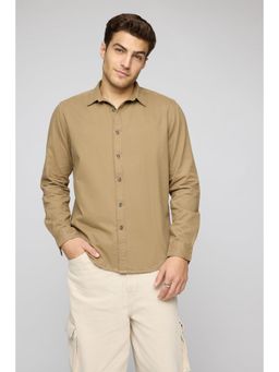 FREAKINS - Classic Brown Twill Mens Long Sleeve Shirt