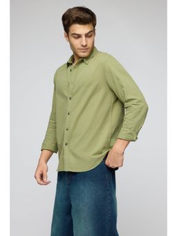 FREAKINS - Moss Green Twill Mens Long Sleeve Shirt