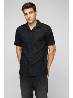 FREAKINS - Noir Charm Mens Cutwork Shirt