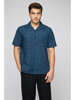 FREAKINS - Navy Mystique Mens Printed Cutwork Shirt