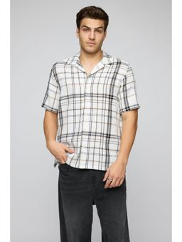 FREAKINS - Monochrome White and Black Mens Check Shirt