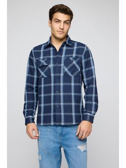 FREAKINS - Ironclad Navy Blue Mens Check Shirt