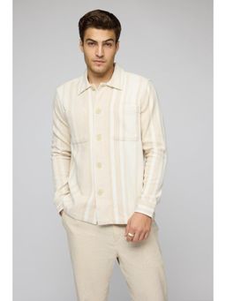 FREAKINS - Desert Stripe Mens Long-Sleeve Shirt Off White