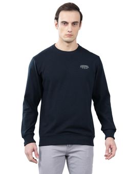Cantabil - Men Navy-Blue Striped Winter Wear Sweatshirt