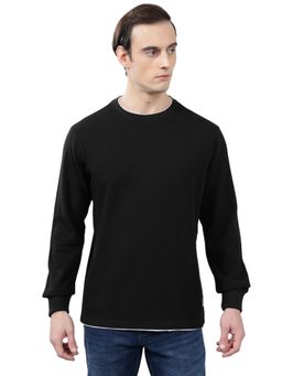 Cantabil - Men Black Self Design Winter Wear Sweatshirt