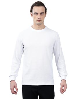 Cantabil - Men White Self Design Winter Wear Sweatshirt
