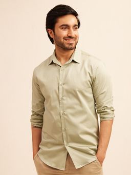 The Bleu Label - Mens Casual Collar Neck Full Sleeves Shirt Green