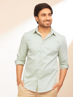 The Bleu Label - Mens Casual Collar Neck Full Sleeves Shirt Green