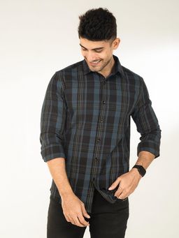 The Bleu Label - Mens Casual Full Sleeves Shirt Blue