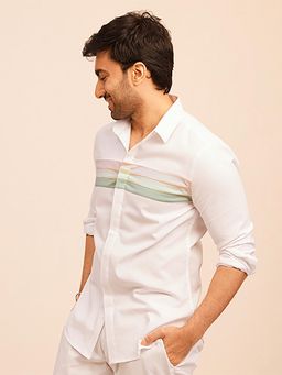 The Bleu Label - Mens Casual Full Sleeves Collar Neck Shirt White