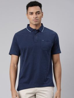 Classic Polo - Classic Mens Polo Neck Cotton Blend T-Shirt Navy Blue