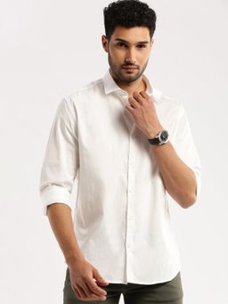 SHOWOFFFF - Mens Long Sleeves Solid White Shirt