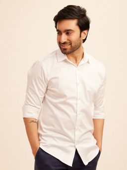 The Bleu Label - Mens Casual Collar Neck Full Sleeves Shirt White